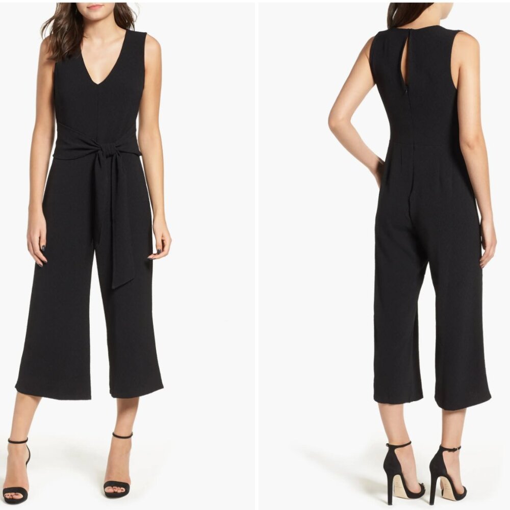 Tie Waist Crop Jumpsuit